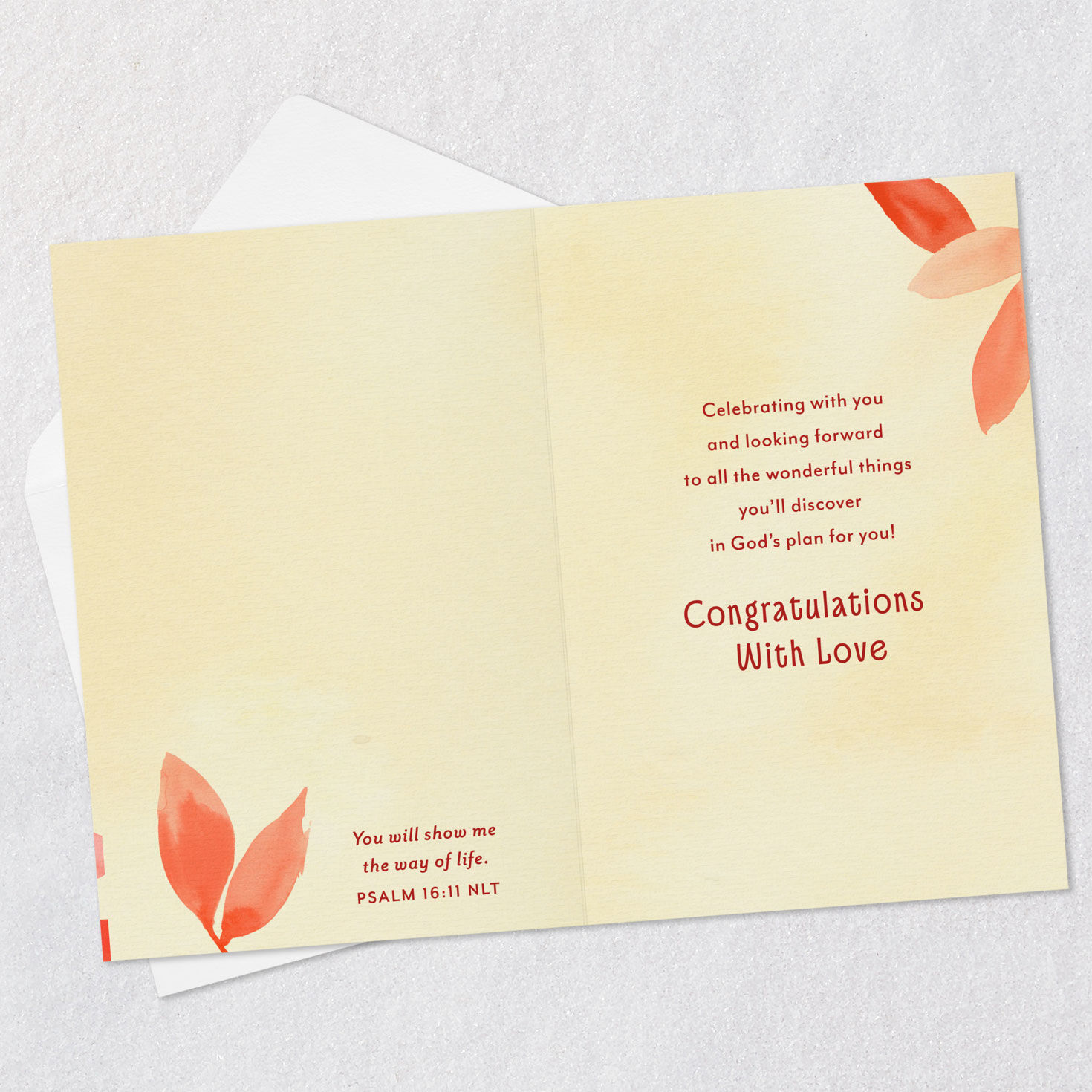 Leaves and Cross Confirmation Card for Grandson Open card with envelope image number 4