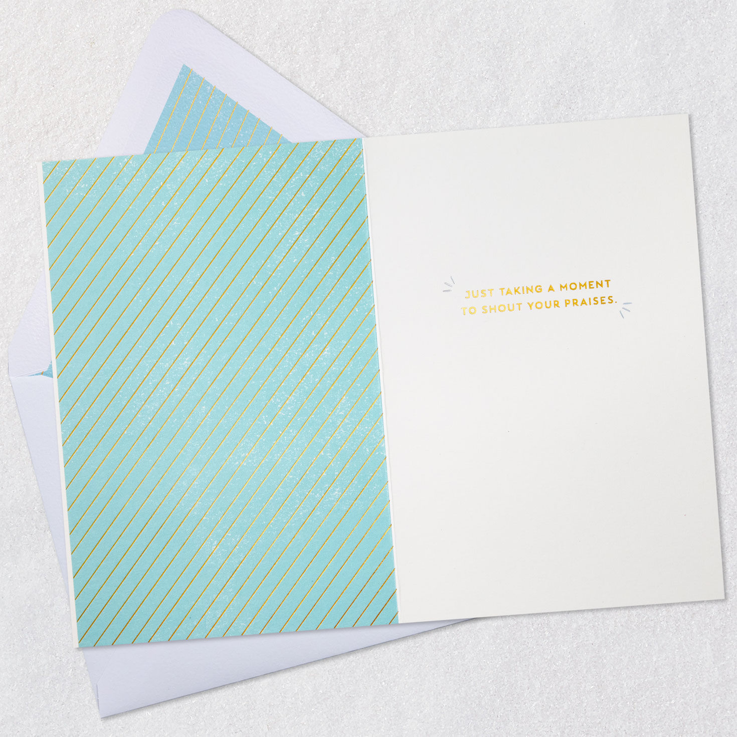 Rainbow Megaphones Appreciation Card Open card with envelope image number 3