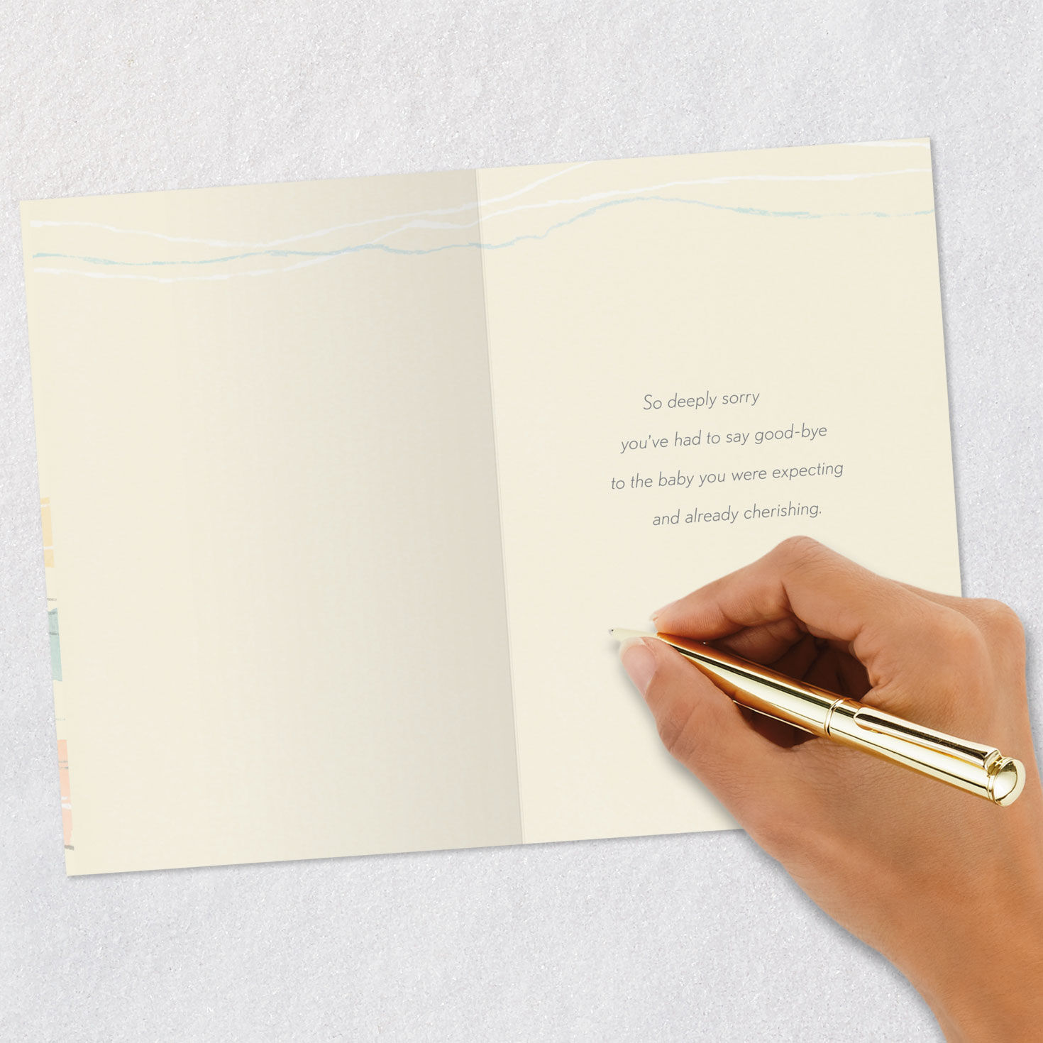 Abstract Watercolor Sympathy Card for Loss of Baby Signing card image number 6