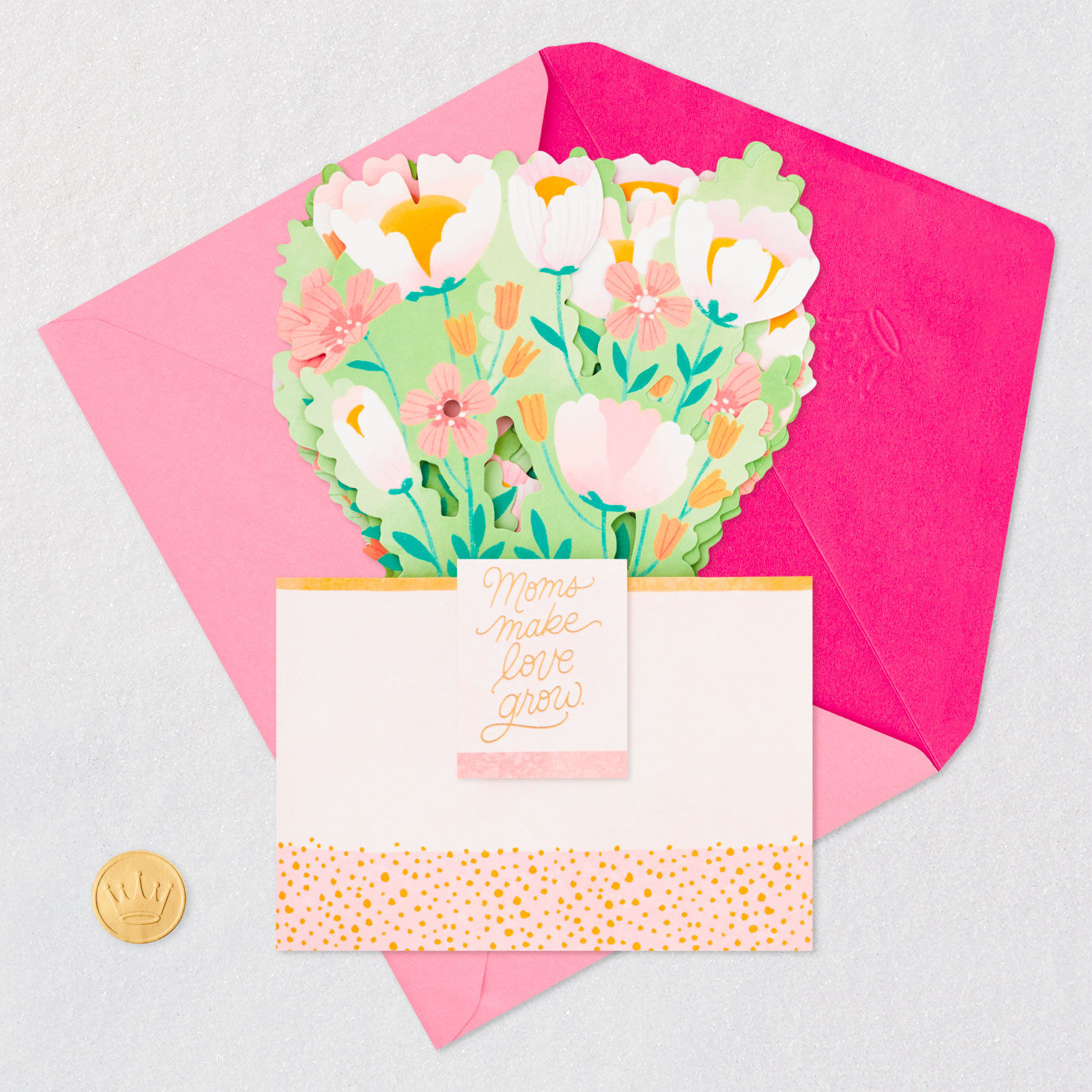 3D Pop-Up Bouquet Mother's Day Card Card Front with Envelope and Gold Seal image number 5