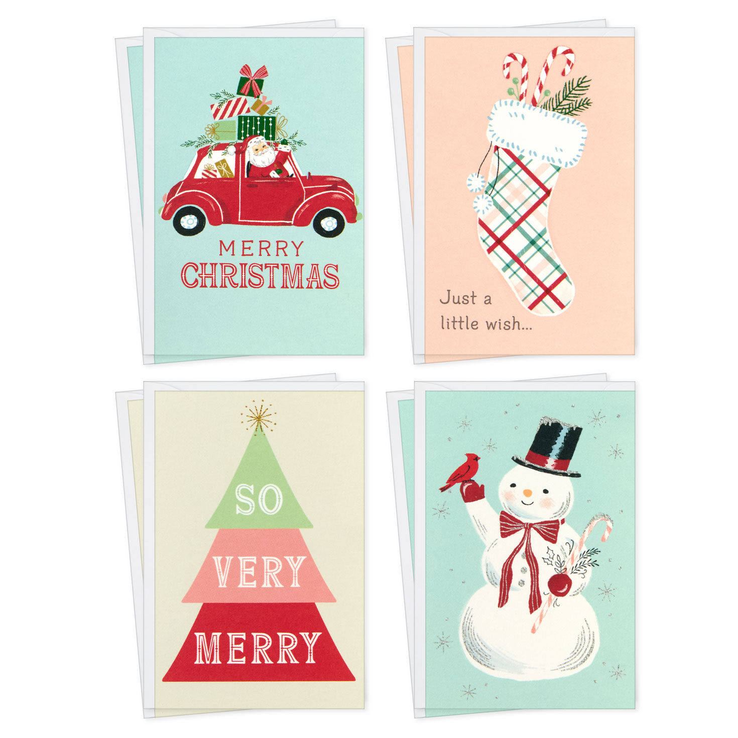 Mini Holiday Cheer Assorted Christmas Cards, Pack of 8