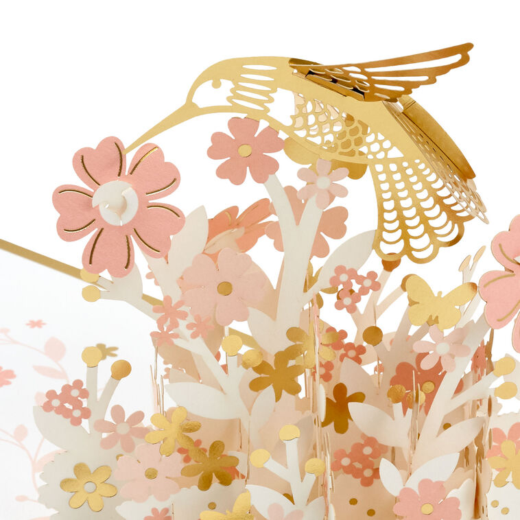 Pop-Up Hummingbird and Flowers Birthday Card pop-up detail image number 4