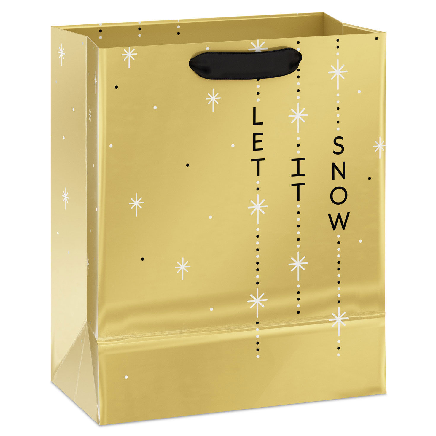 Let It Snow on Gold Medium Holiday Gift Bag Back image number 6