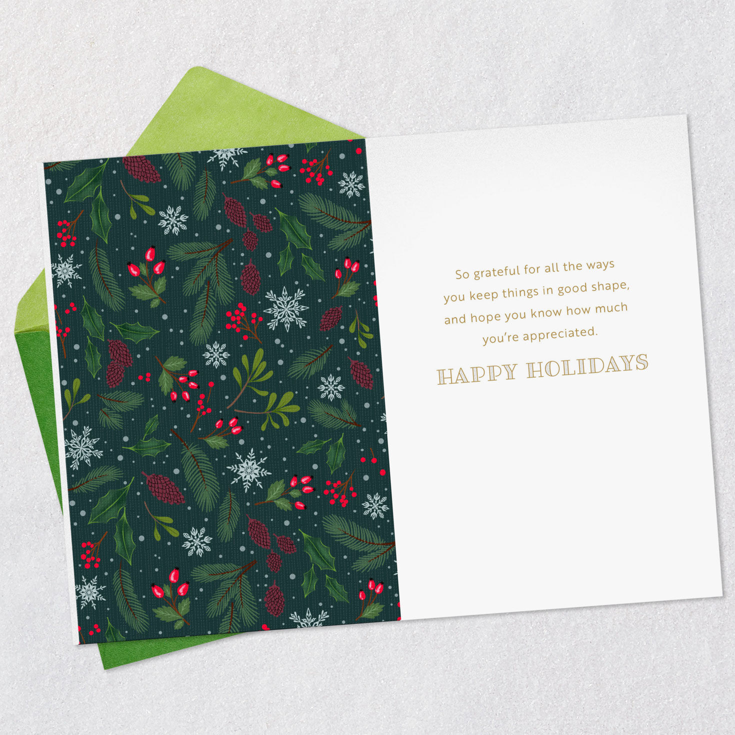 Quaint House with Greenery Christmas Card for Housekeeper Open card with envelope image number 3
