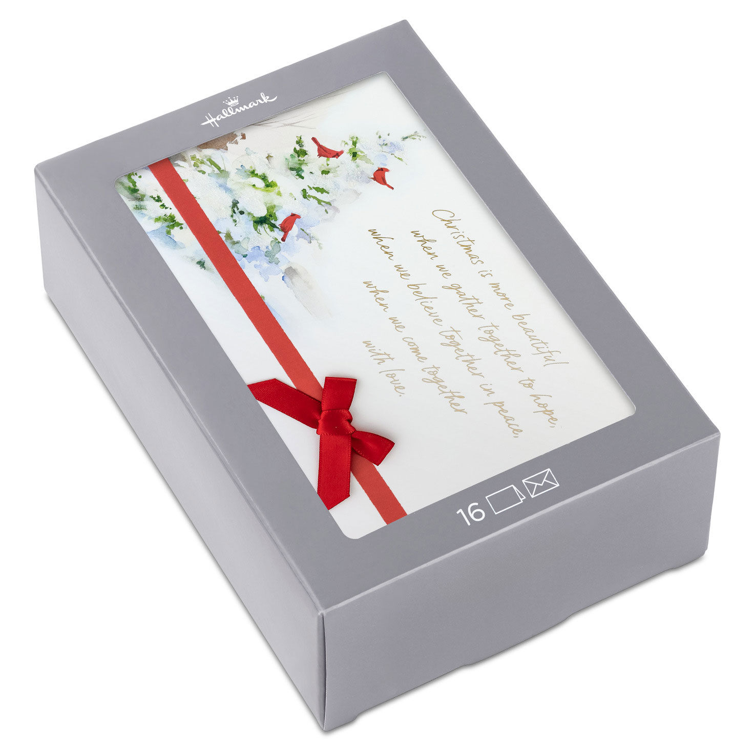 Cardinals in Snowy Tree Boxed Christmas Cards, Pack of 16