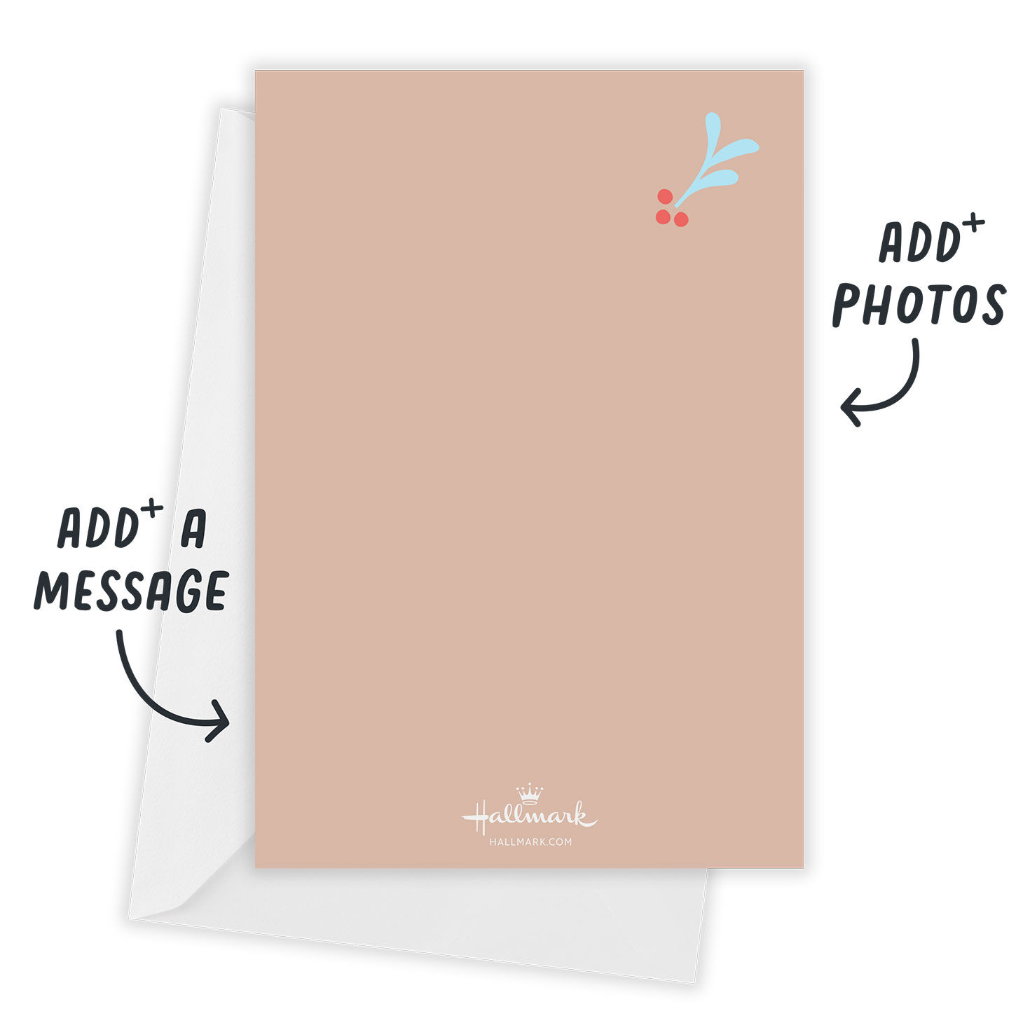 Red Blue Beige Letters Personalized Holiday Card Open Card with Envelope indicating personalization image number 3