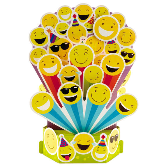 Smiley Face Emojis Musical 3D Pop-Up Birthday Card With Light, , large image number 3