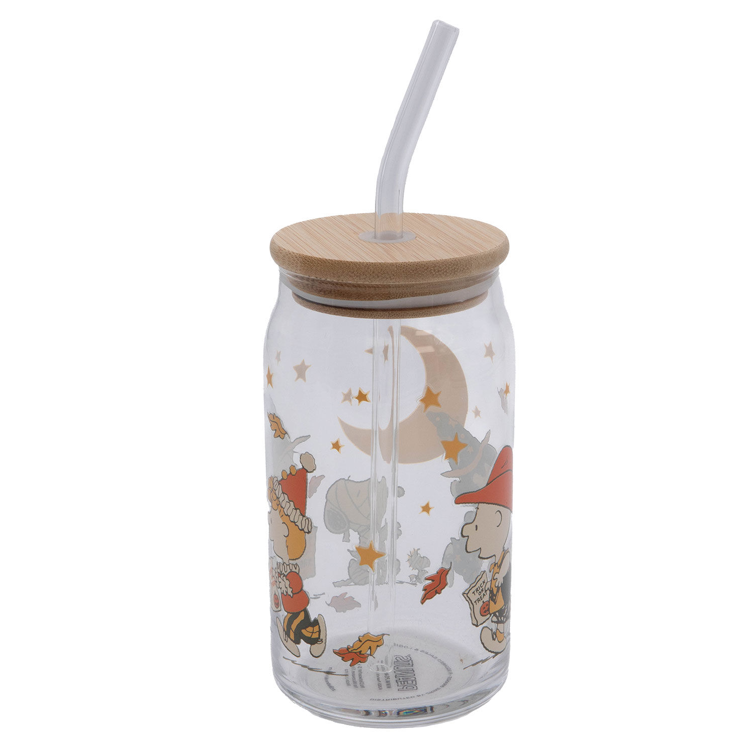 Peanuts Gang Trick-or-Treating Glass Cup With Straw side image number 3