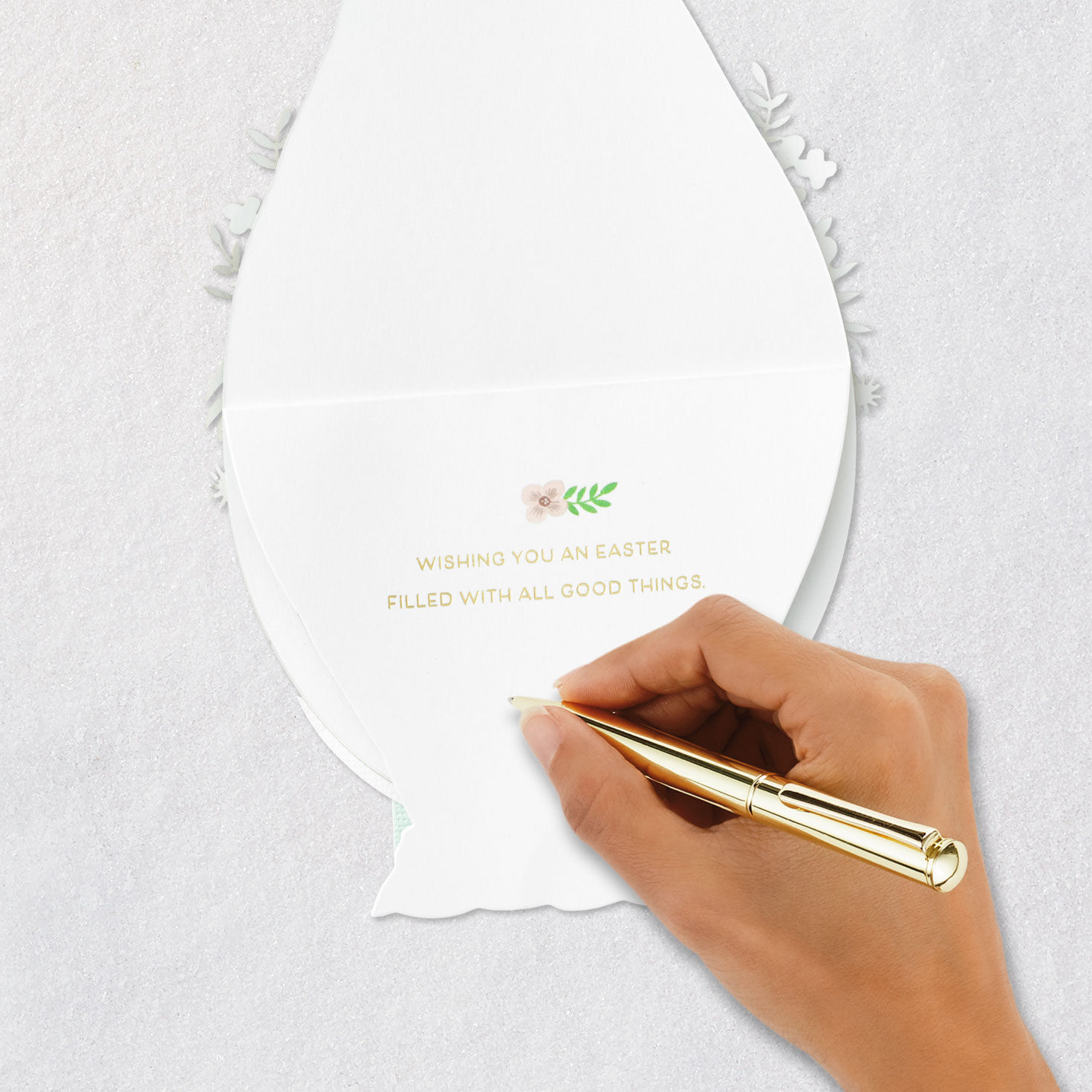 Gold and Pastel Eggs in Basket with Bow Easter Card Signing card image number 6