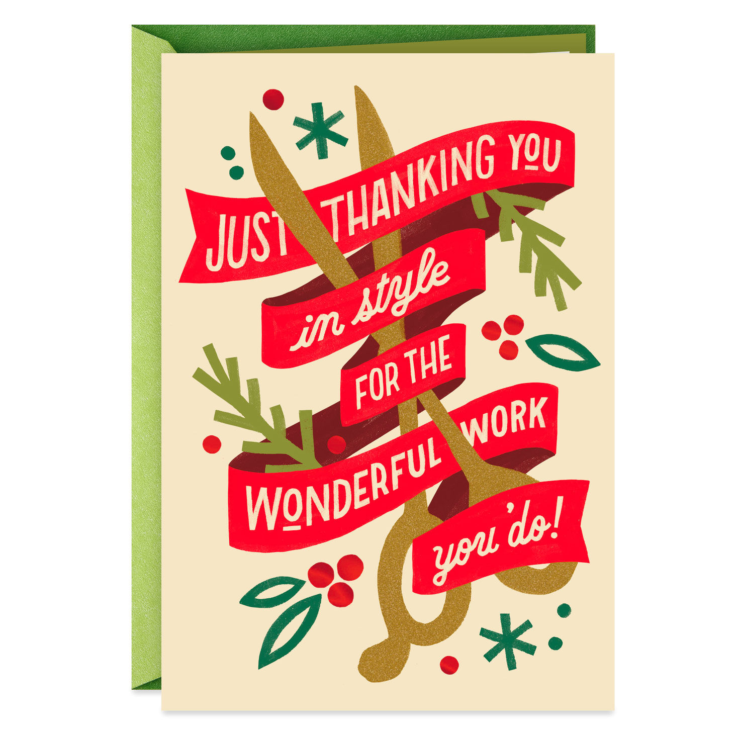 White Glitter Blow Dryer Hallmark Christmas Card for Hairdresser W/ Envelope New