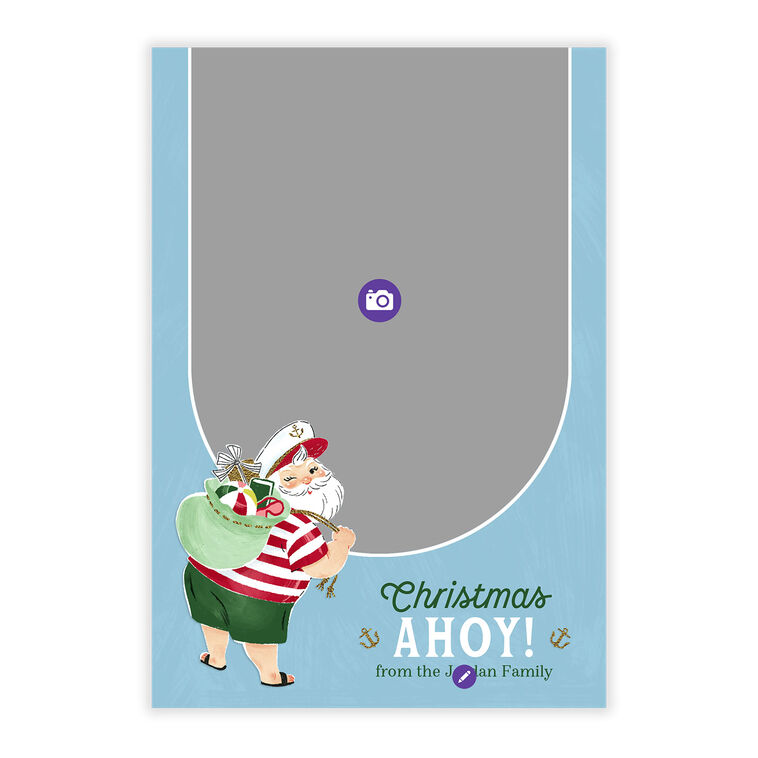 Hallmark Cruise Captain Santa Personalized Photo Card Card Front indicating personalization image number 5