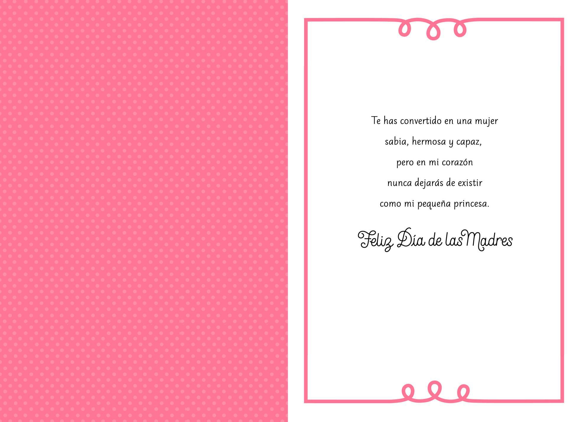 Pink and Red Roses Spanish-Language Mother's Day Card for Daughter