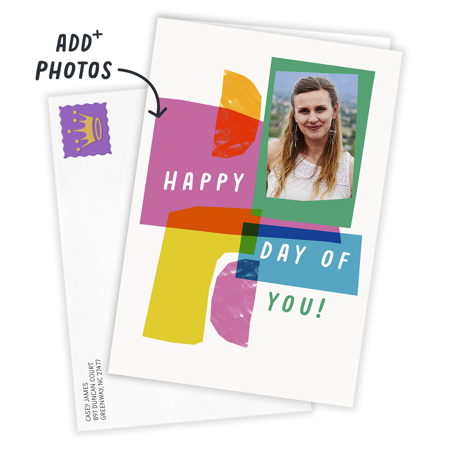 Bold and Bright Abstract Shapes Custom Birthday Card, , large image number 2