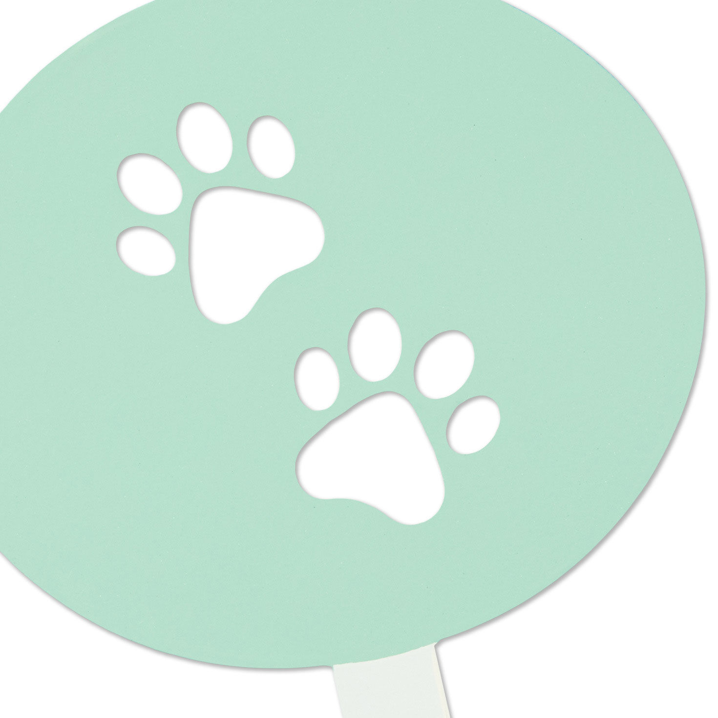 Oval Garden Stake With Paw Print Design closeup detail image number 3