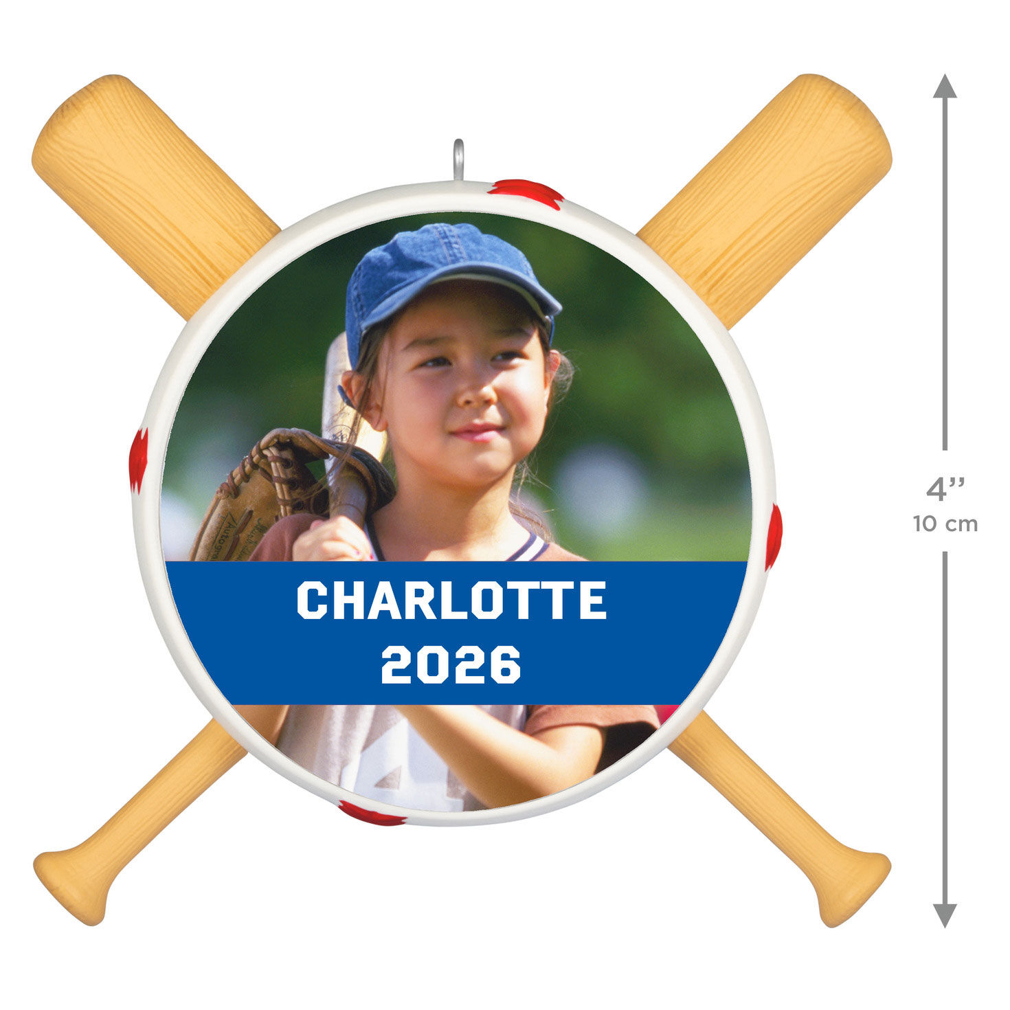 Baseball Bats Personalized Photo & Text Ornament measurement image number 4