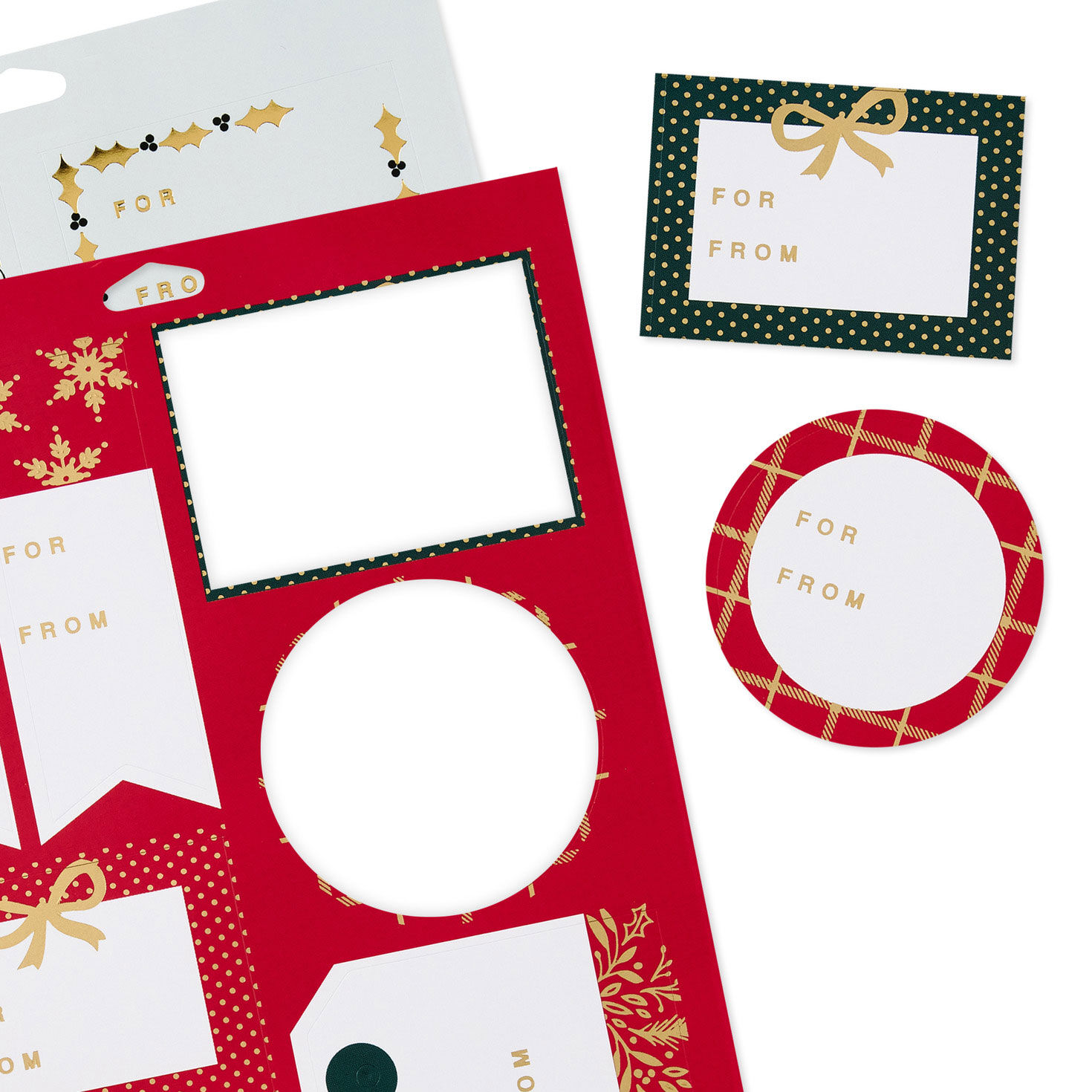 Red, Green, Pink, Gold Holiday Gift Tag Sticker Seals upclose view image number 4