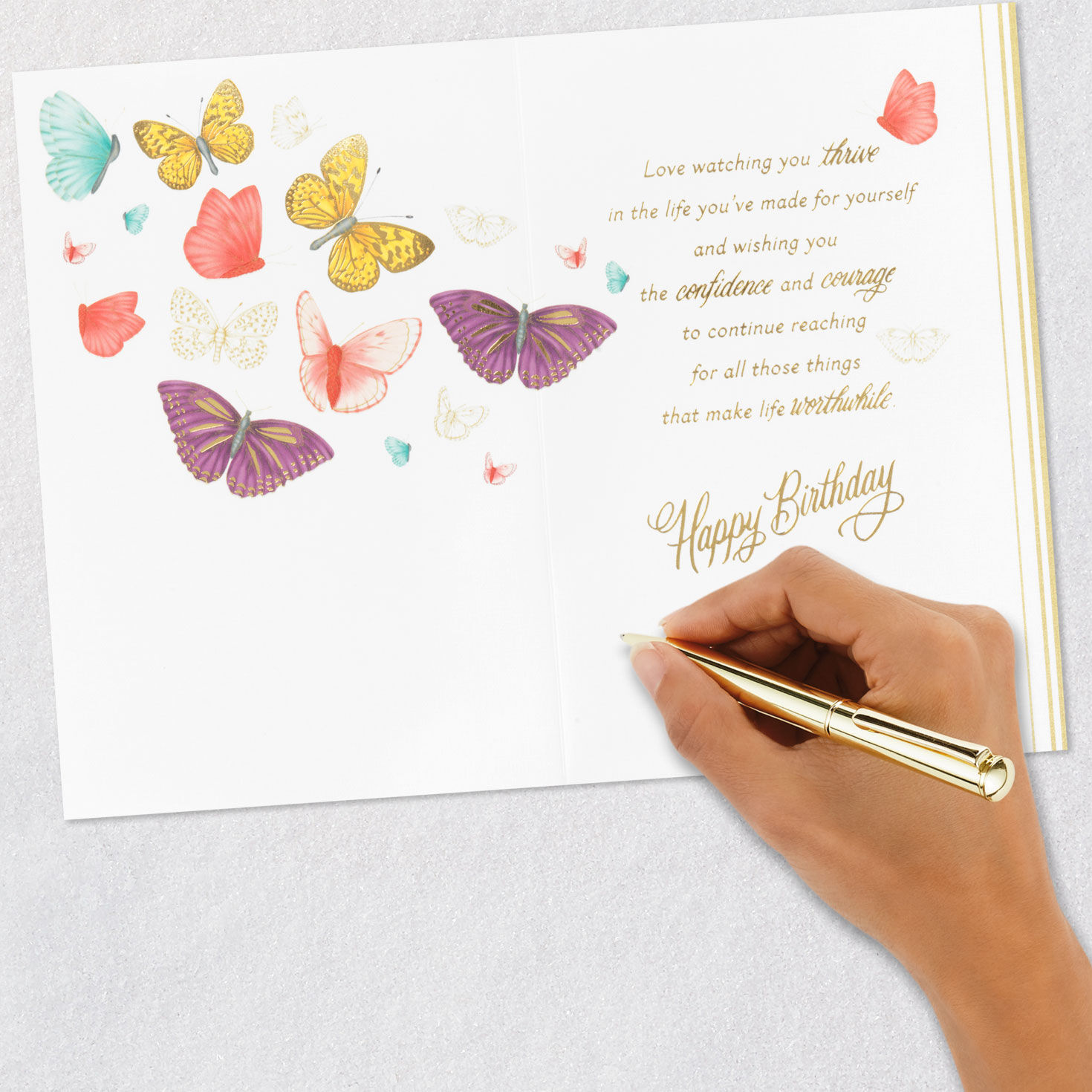 Butterflies Daughter Birthday Card from Parents signing card image number 6