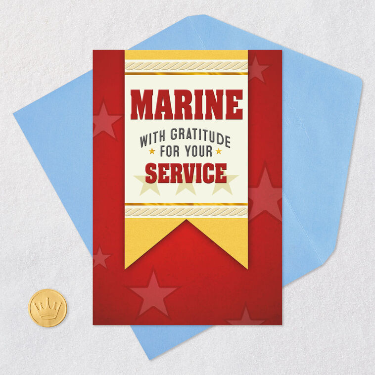 Banner and Stars U.S. Marine Corp Veterans Day Card Card Front with Envelope and Gold Seal image number 5