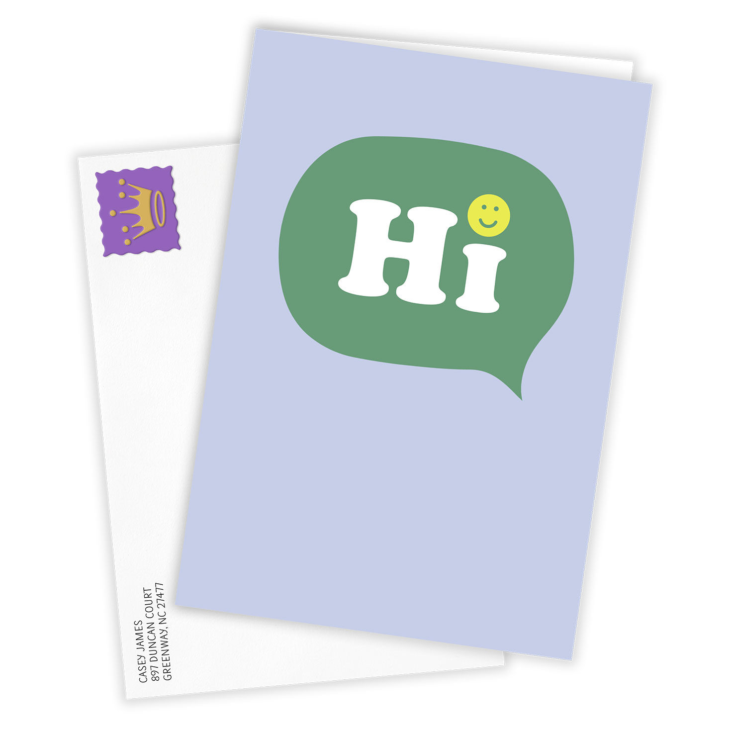 Smiley Face Hi Word Bubble Personalized Card Card Front with Envelope image number 2