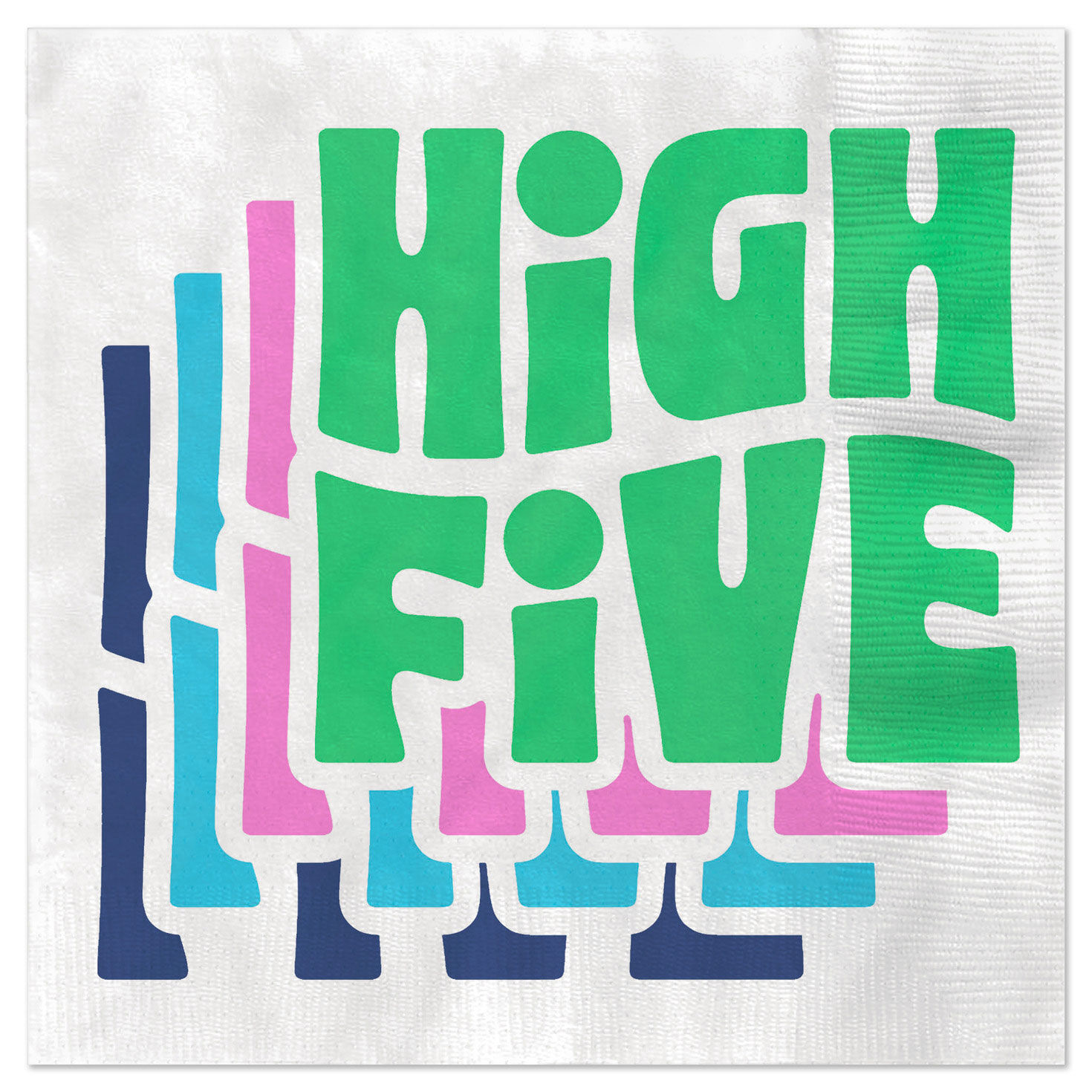 Groovy "High Five" on White Dinner Napkins, Pack of 20