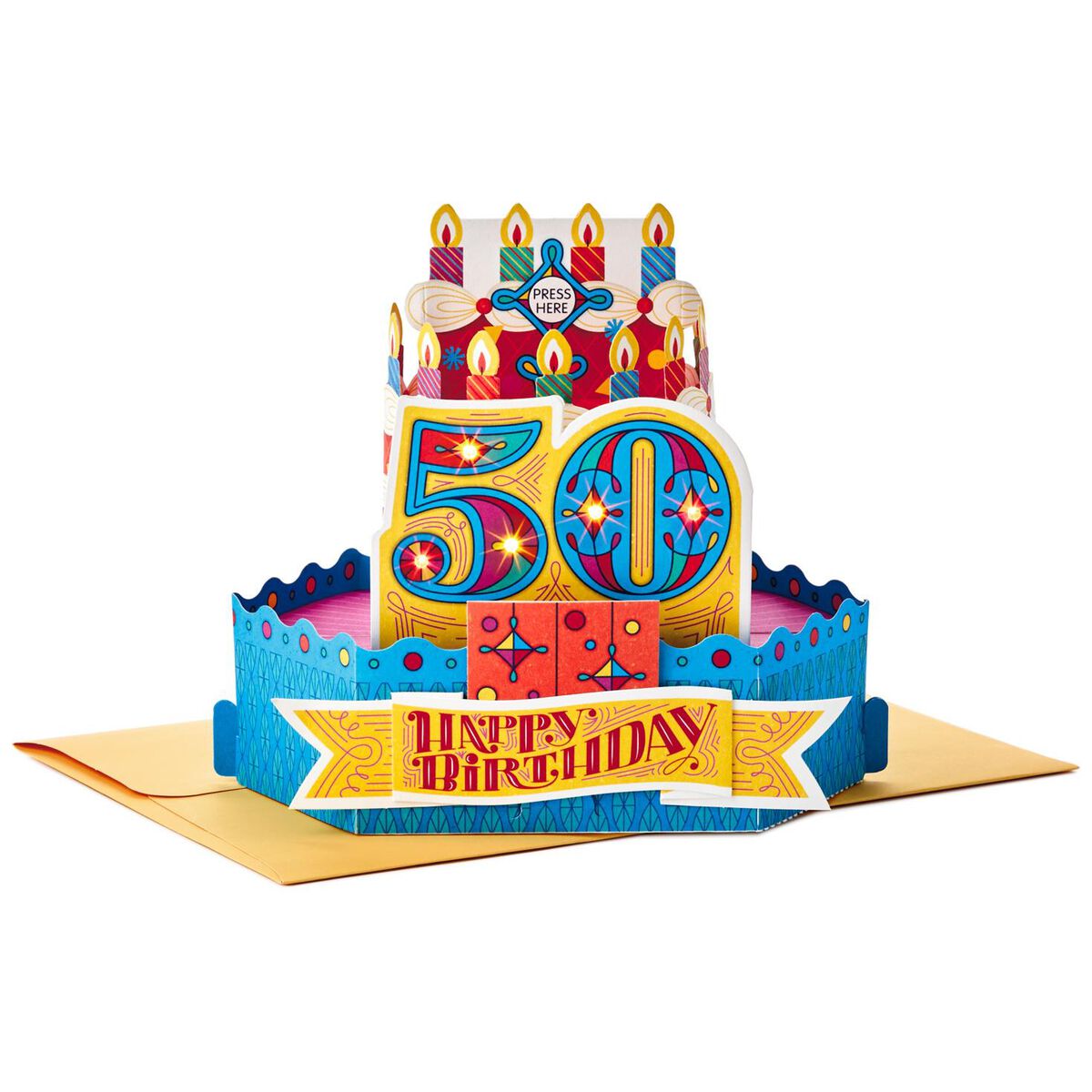 50th Birthday Cake With Candles Pop Up Musical Birthday