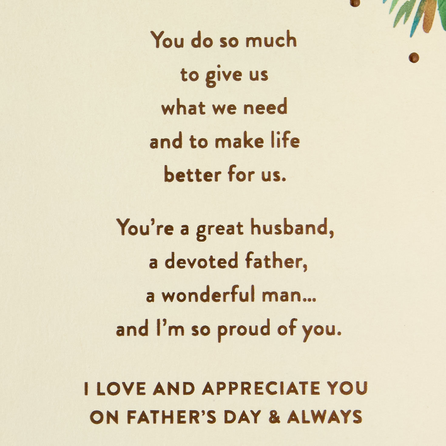 Leaves on Woodgrain Religious Father's Day Card for Husband Sentiment image number 2