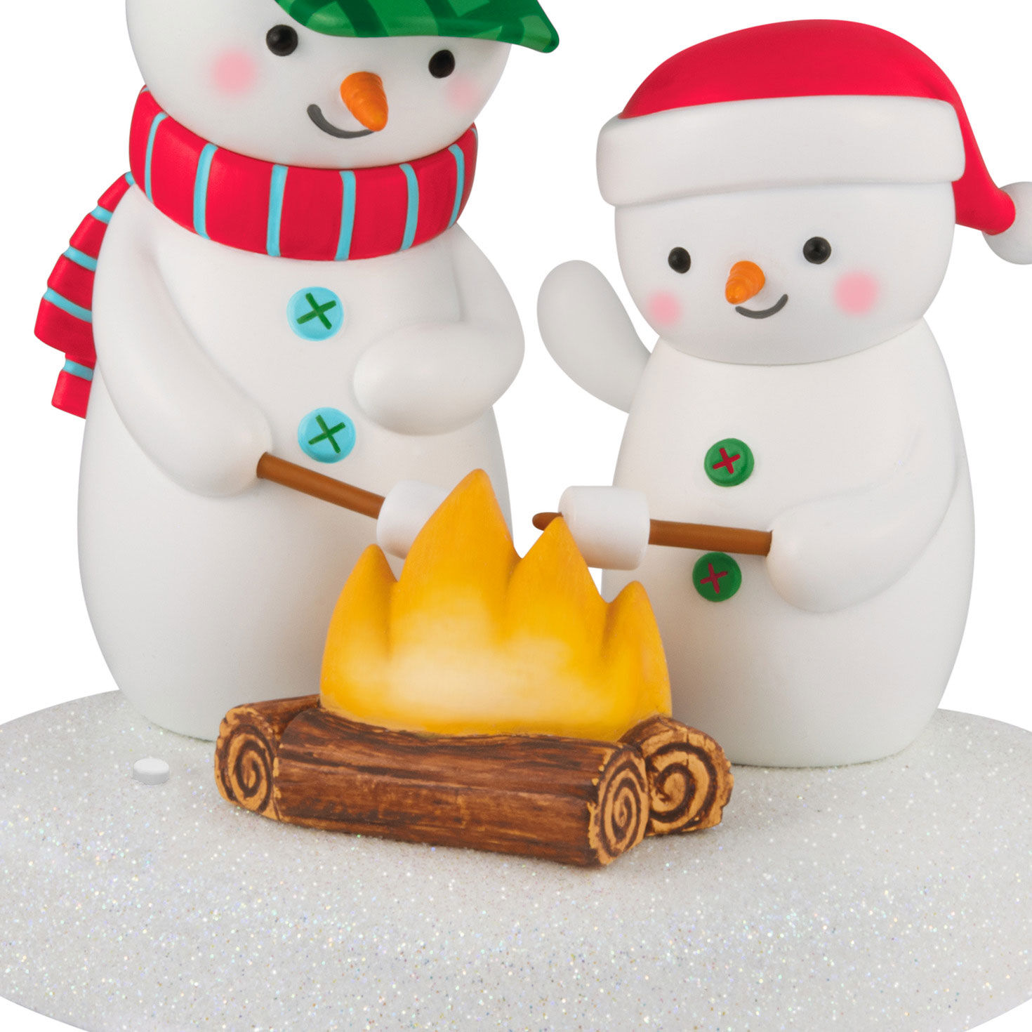 Snowmen Roasting Marshmallows Keepsake Ornament closeup view image number 4