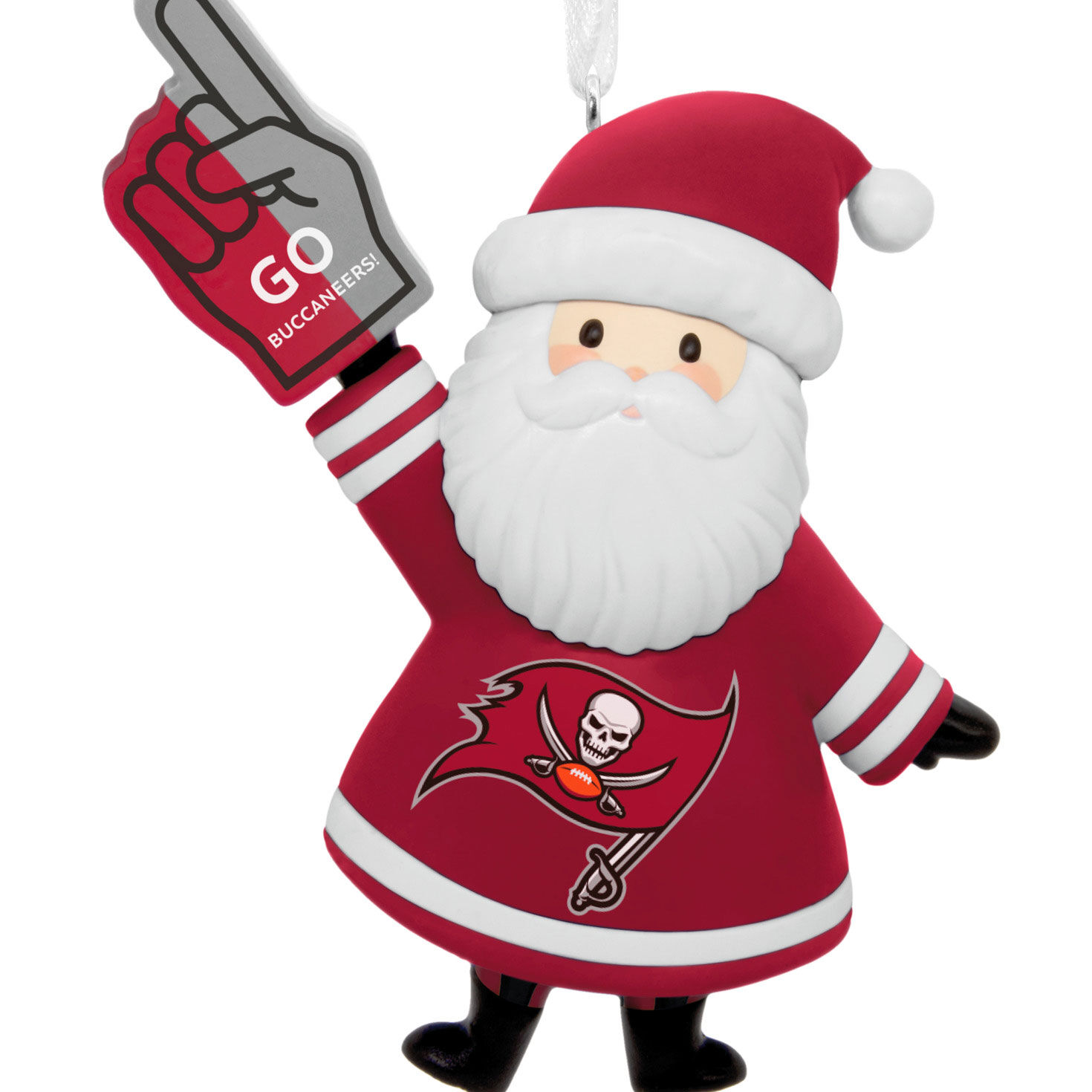 Tampa Bay Buccaneers Santa Fan Christmas Ornament closeup view image number 5