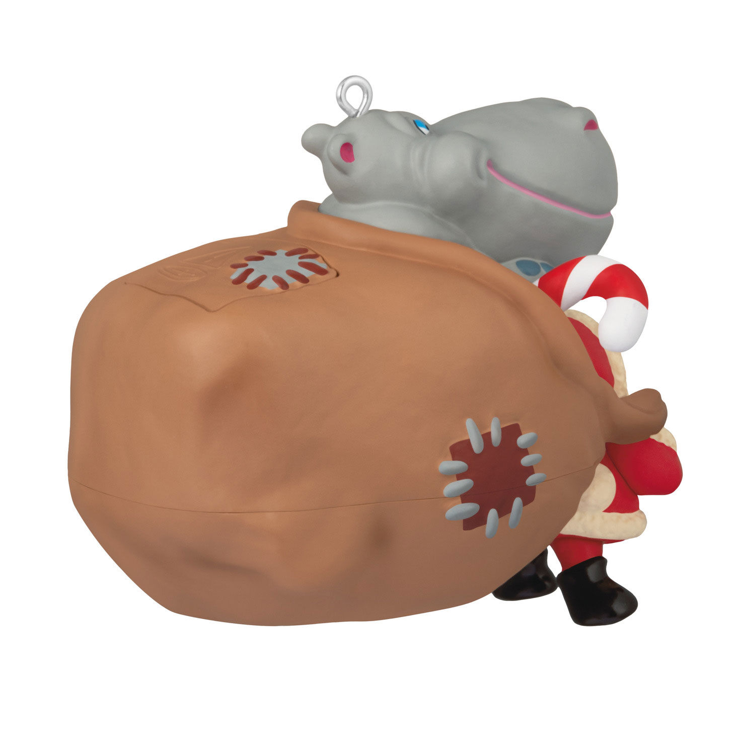 Hippo in Santa's Sack Keepsake Ornament Back image number 6