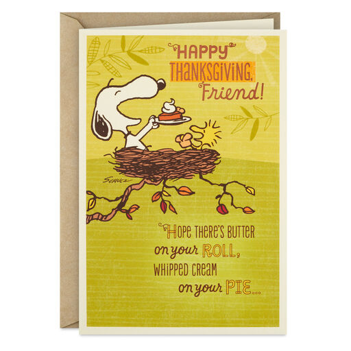 Peanuts® Snoopy and Woodstock Smile Thanksgiving Card for Friend, 