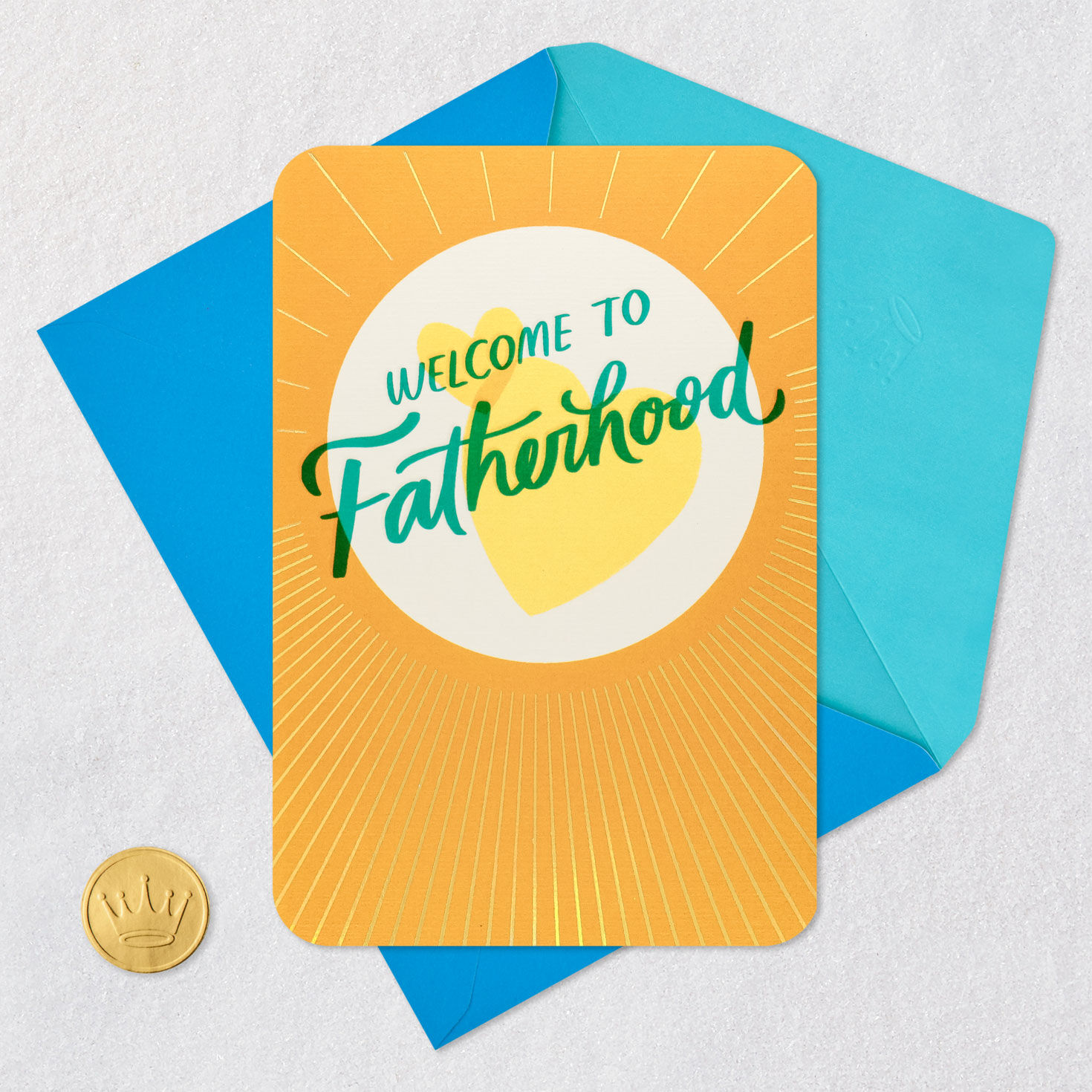 Hearts and Rays 1st Father's Day Card for New Dad Card Front with Envelope and Gold Seal image number 5