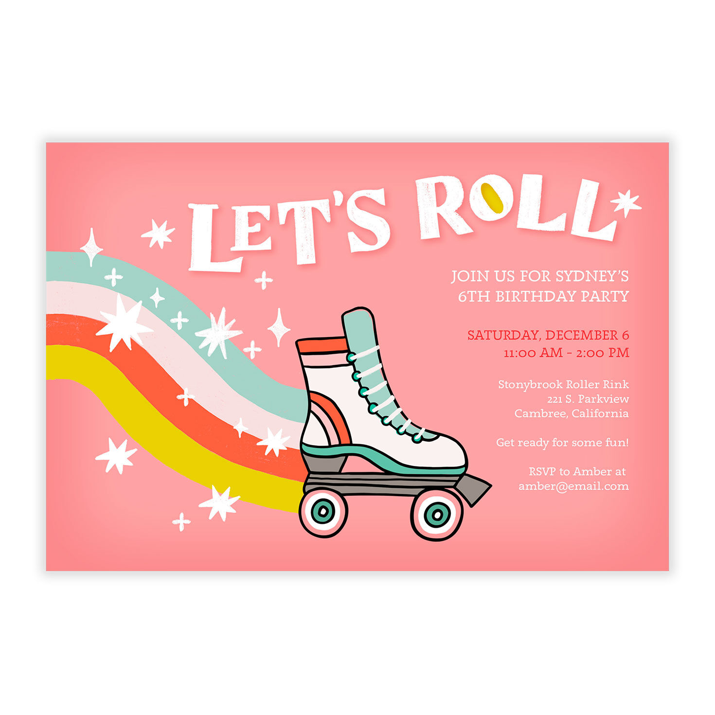 Let's Roll Roller Skates Party Invitation, , large image number 5