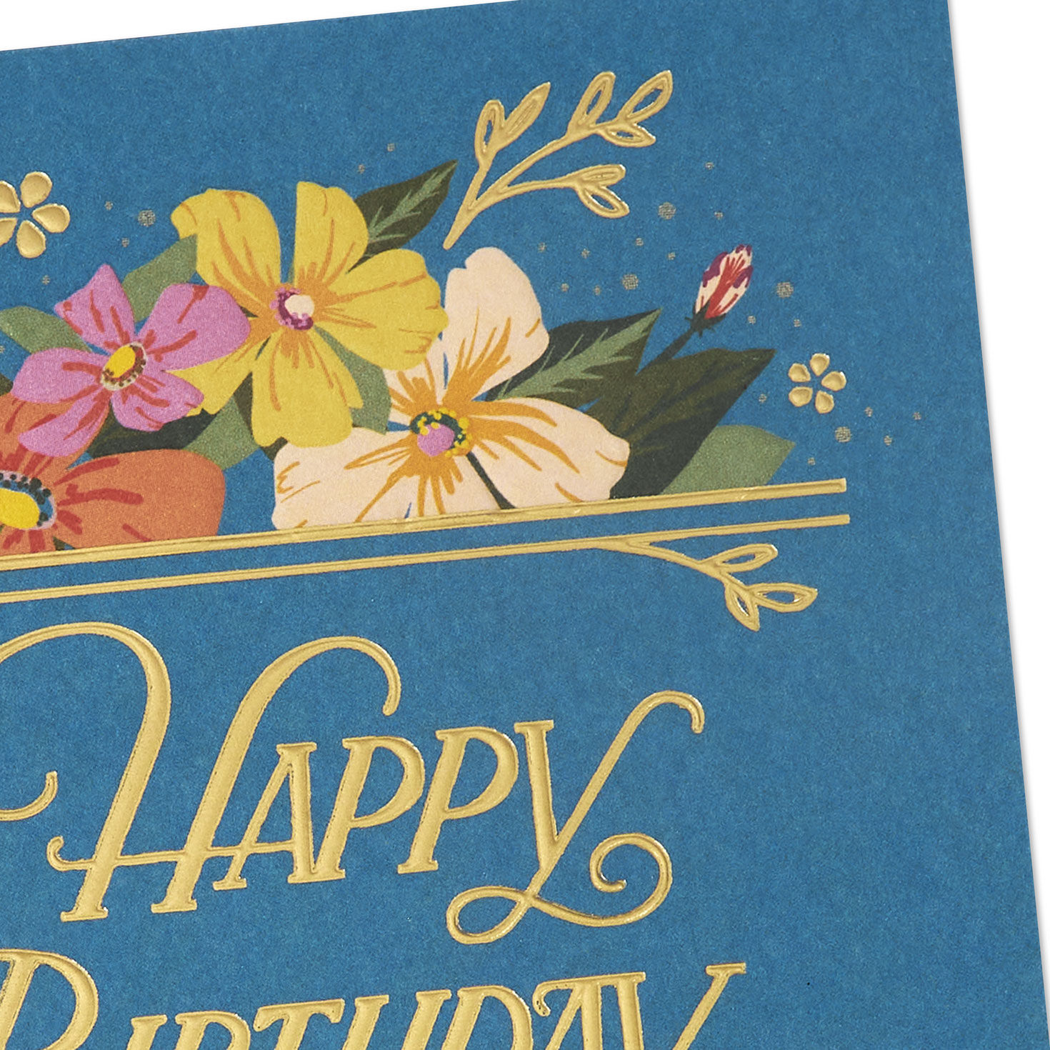 Flowers on Blue Mom Birthday Card Card Front Detail image number 5