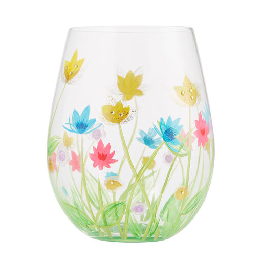 Lolita Field of Dreams Handpainted Stemless Wine Glass, 20 oz., 