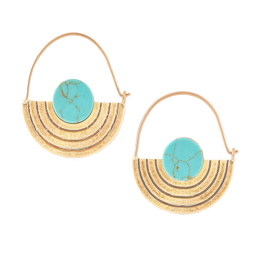 Turquoise and Gold Orbit Earrings, 