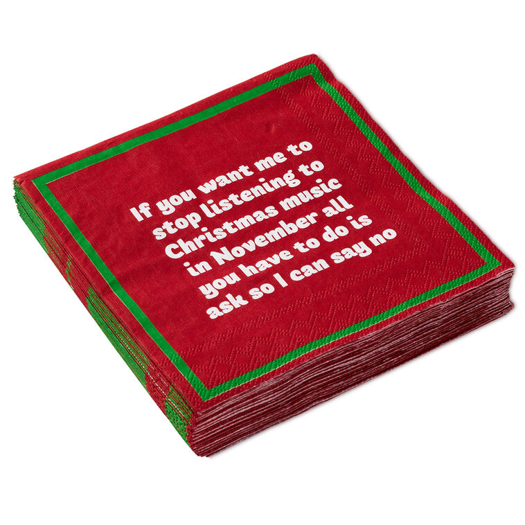 Drinks on Me Christmas Music Funny Holiday Party Napkins, Pack of 20