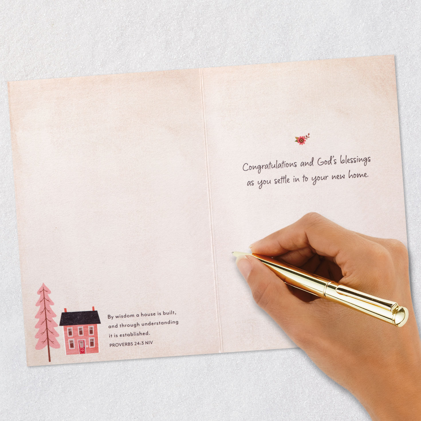 Pink House Religious New Home Congratulations Card Signing card image number 7