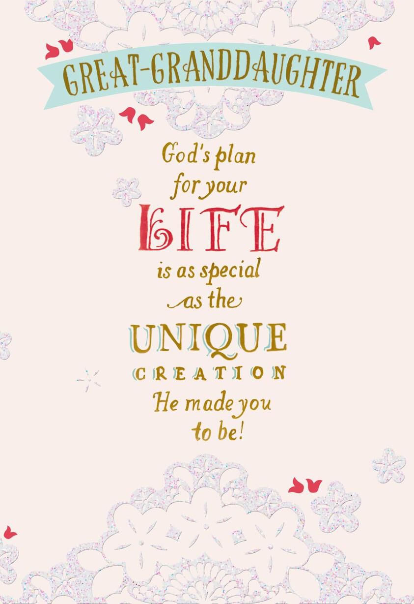 God's Plan Confirmation Card for Great-Granddaughter - Greeting Cards ...