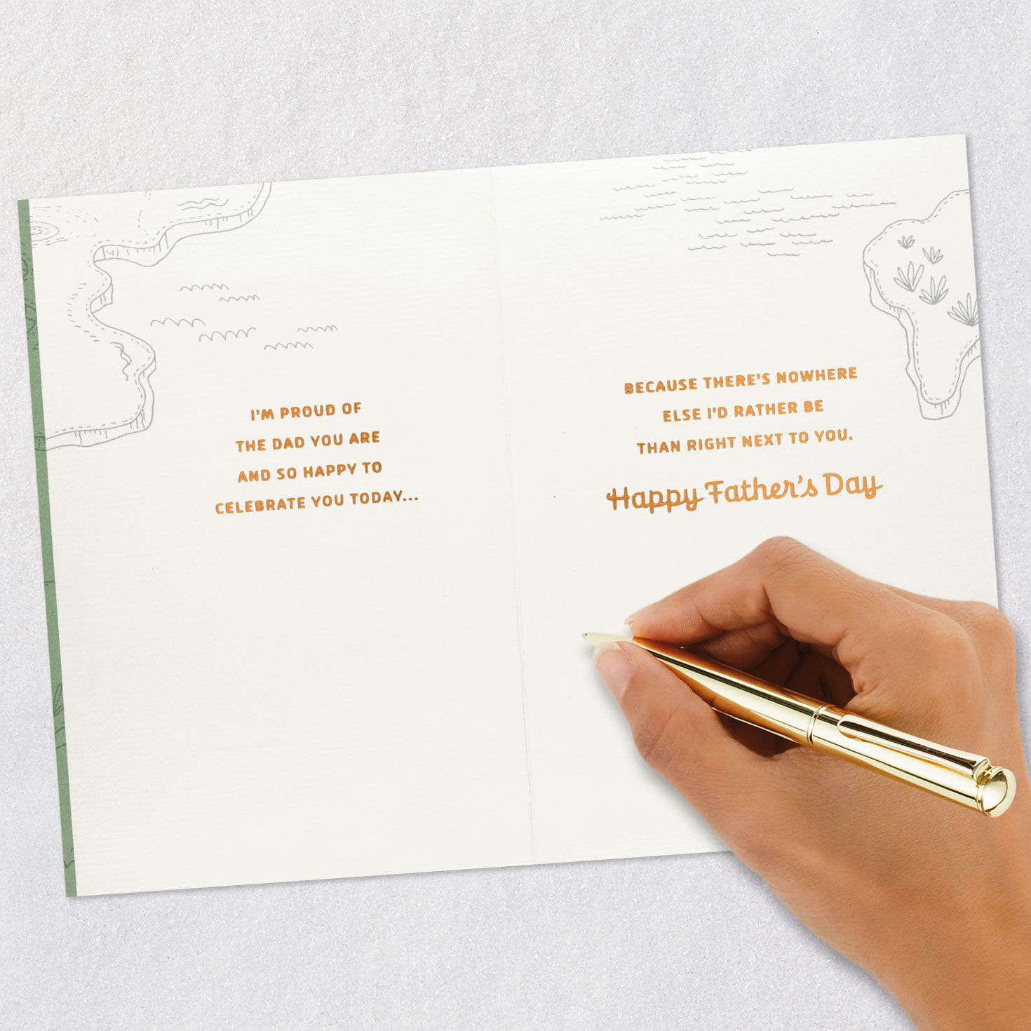Compass on Map Father's Day Card for Husband signing card image number 7