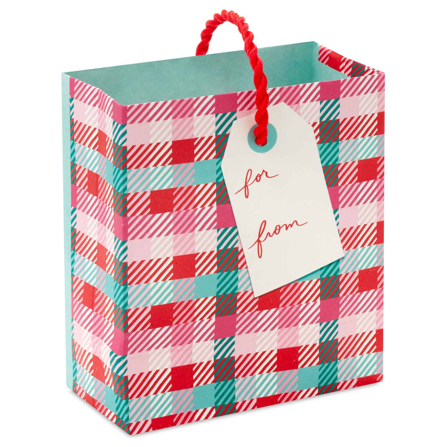 4.6" Plaid Candy Canes on Aqua Christmas Gift Card Holder Mini Bag for only USD 2.49 | Hallmark