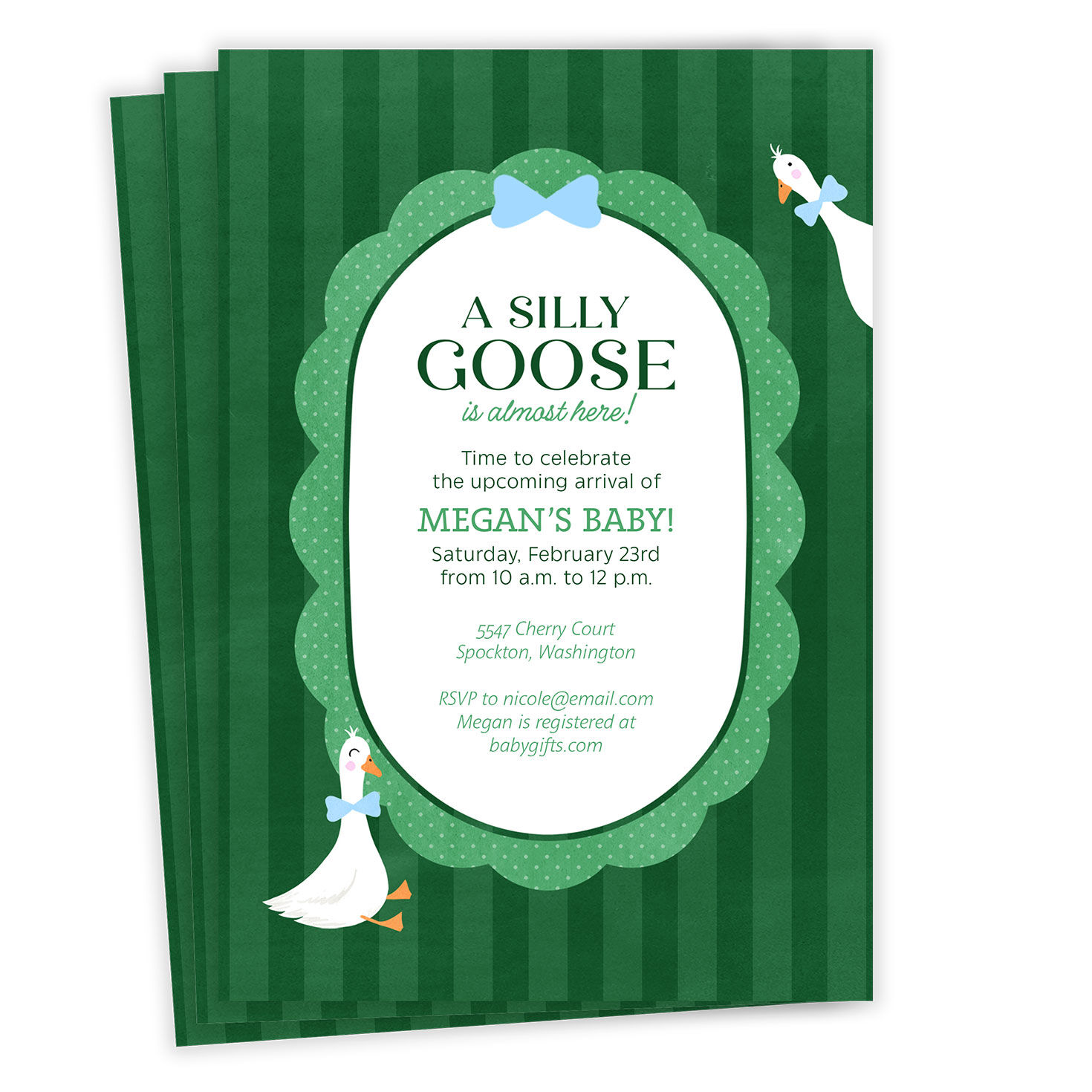 Sweet Silly Goose Flat Baby Shower Invitation