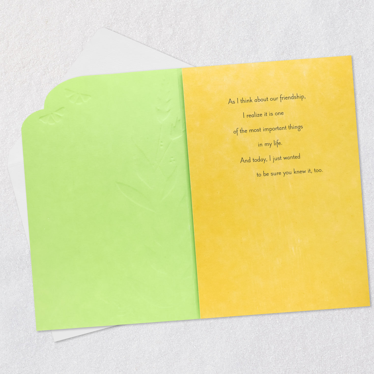Green Botanical Butterfly Friendship Card Open card with envelope image number 3