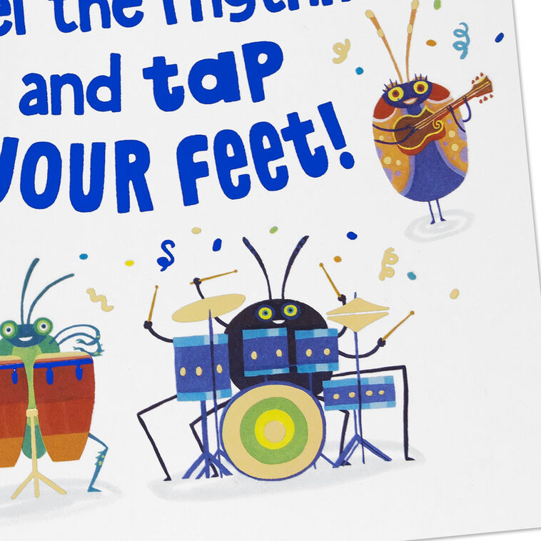 Bug Band Playing Instruments Kids Birthday Card Card Front Detail image number 6