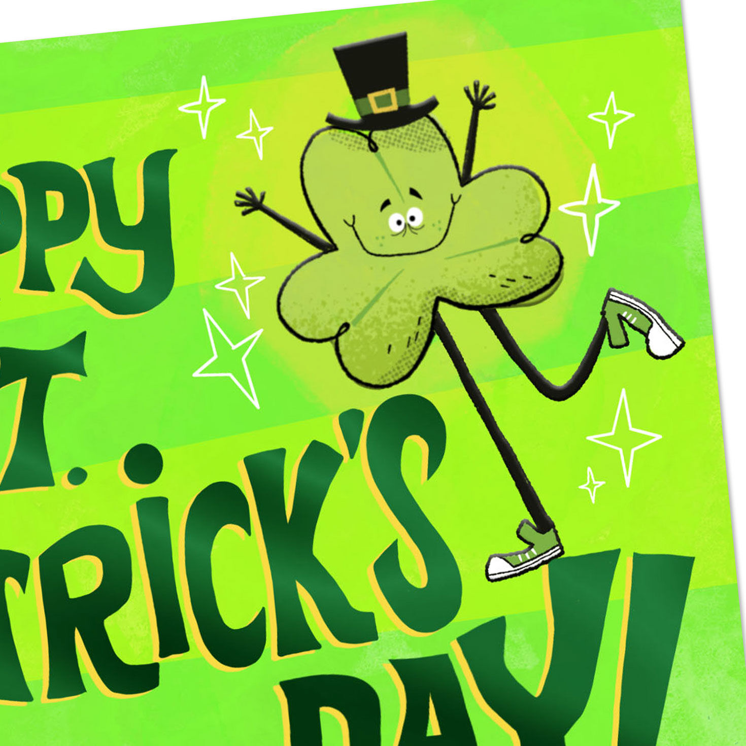 Clover in Top Hat Punny St. Patrick's Day Card Card Front Detail image number 3