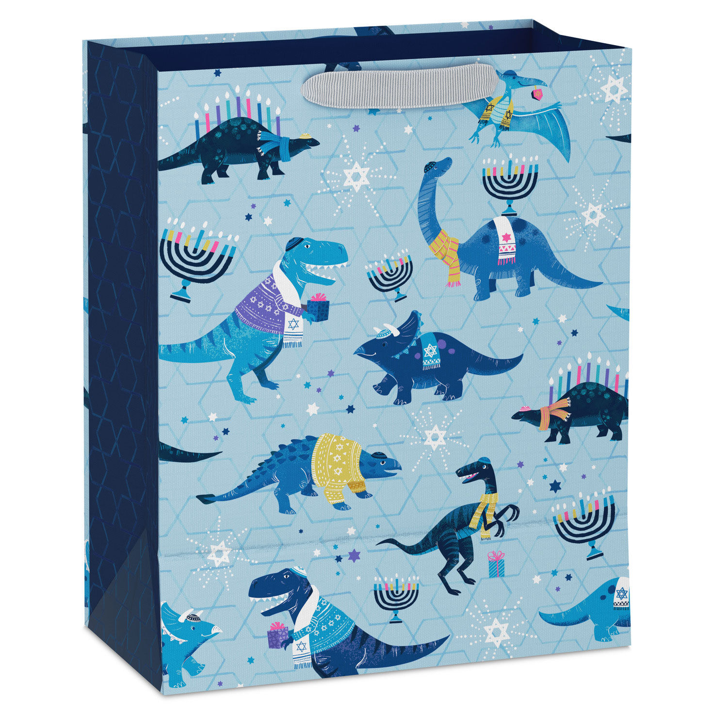 Dinos in Sweaters Large Holiday Gift Bag Back image number 6