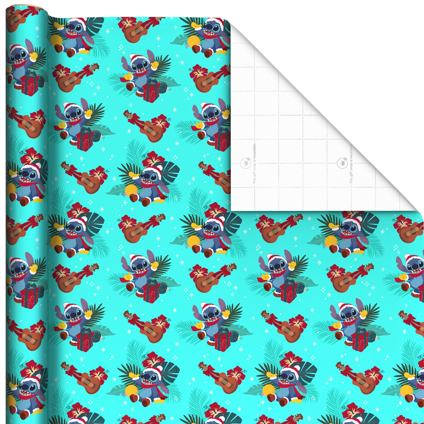 Disney Stitch on Blue Jumbo Christmas Wrapping Paper Roll, 70 sq. ft.
