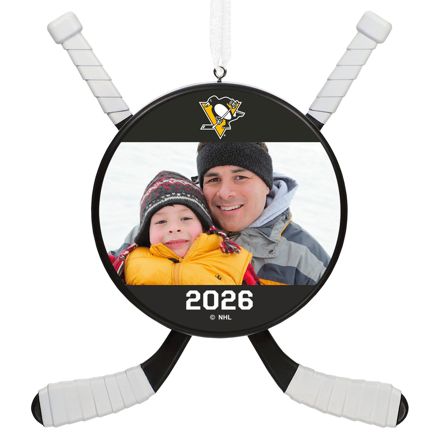 NHL Pittsburgh Penguins® Hockey Personalized Ornament, Custom Photo and Text