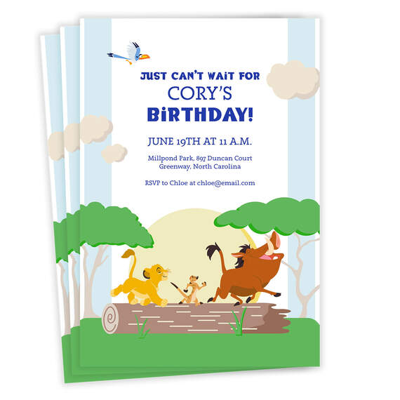 Disney The Lion King Just Can’t Wait Birthday Invitation