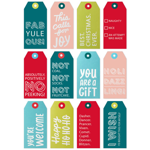 Funny Messages Assortment Christmas Gift Tags, Pack of 12, 