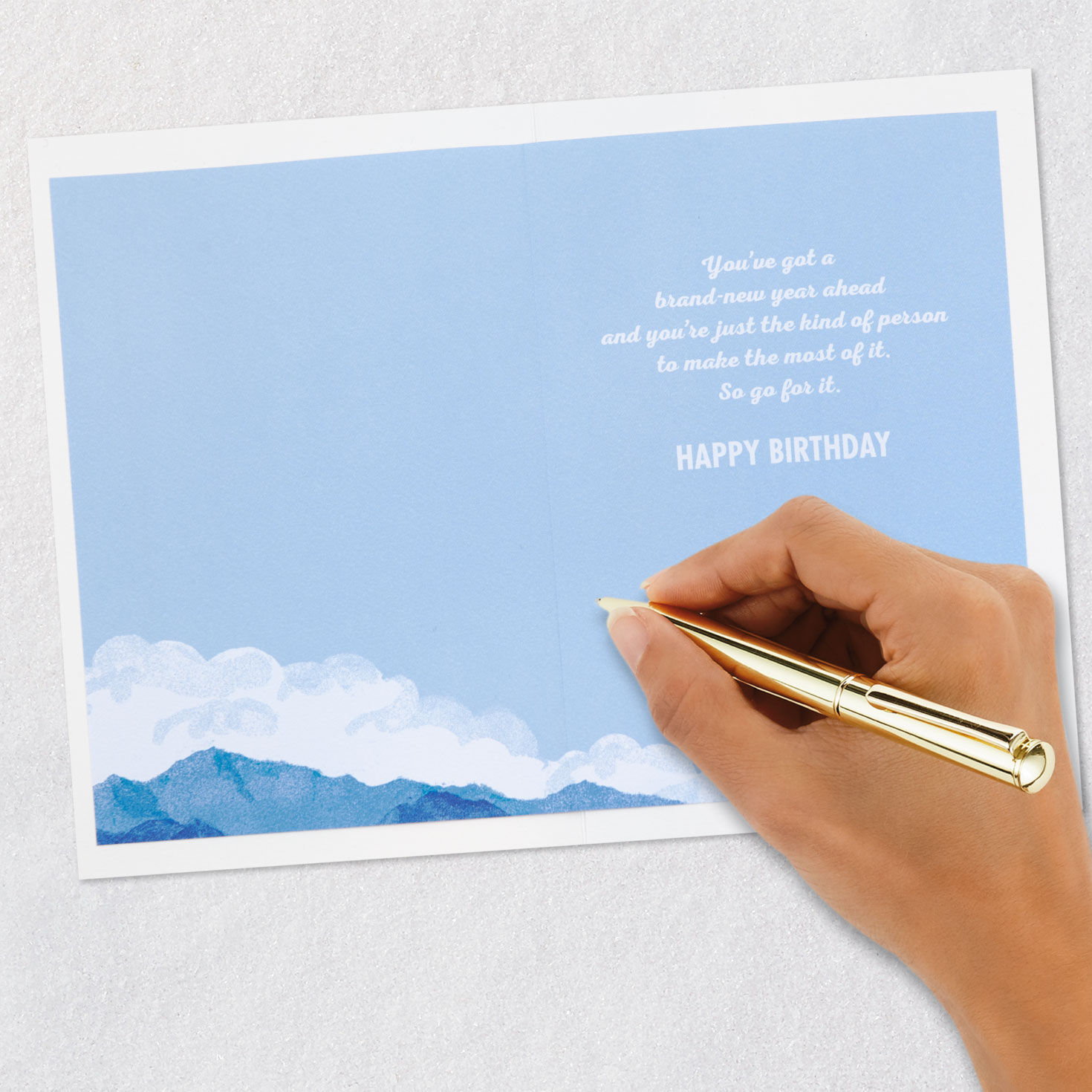 Mountain Landscape and Jeep Birthday Card for Him signing card image number 6